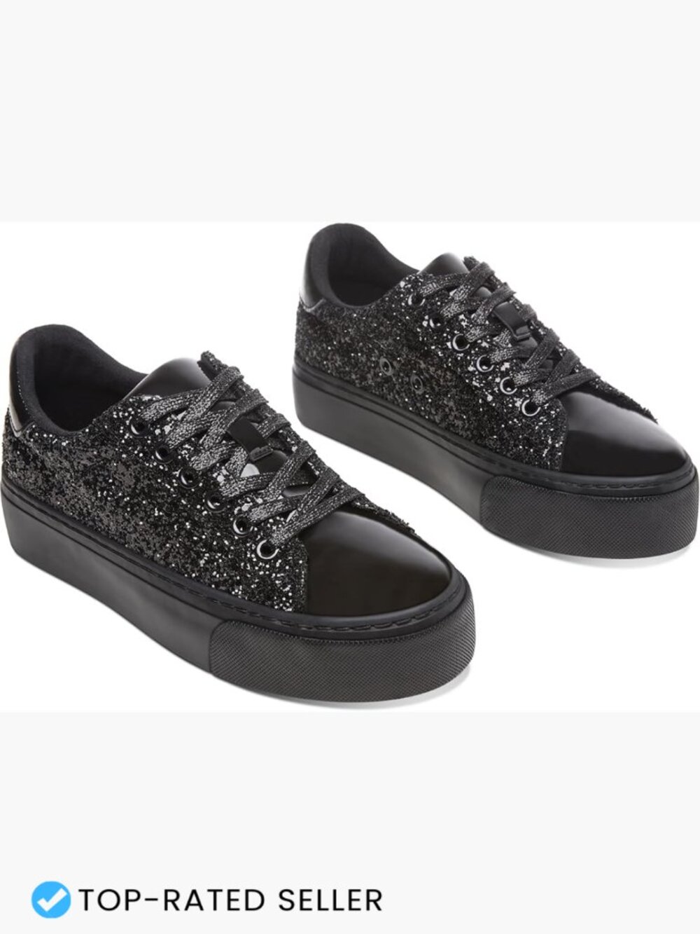 Glitter Platform Sneakers Sparkly Lace-Up Chunky Low-Top Metallic Sequin Walking